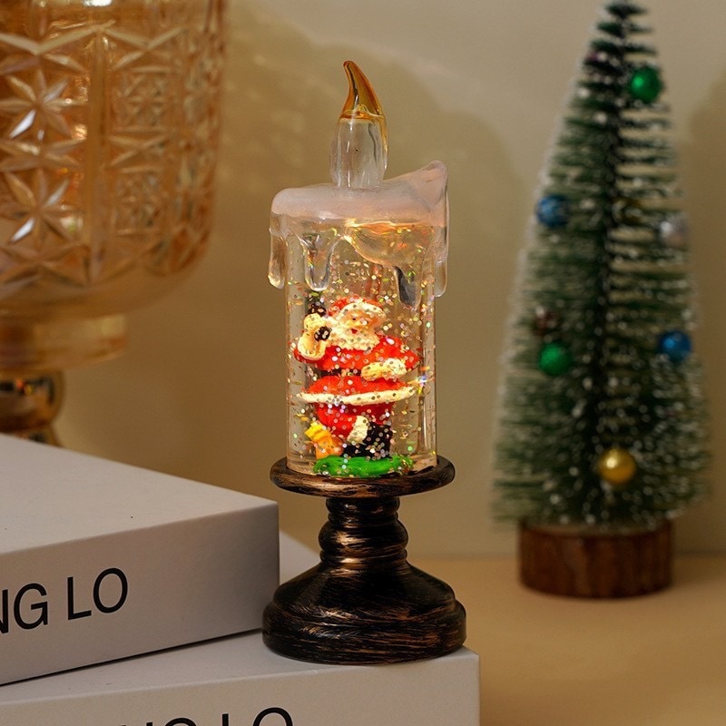 Pedestal - Santa with Telephone - Christmas glitter candle light