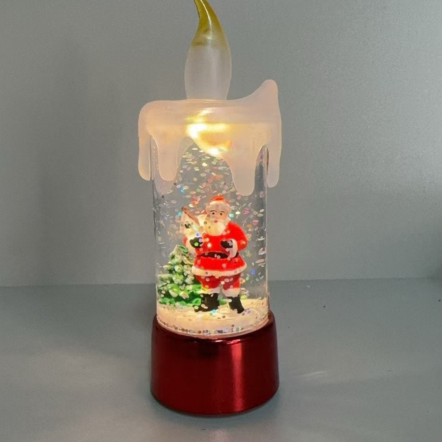 Red Base - Santa - Christmas glitter candle light